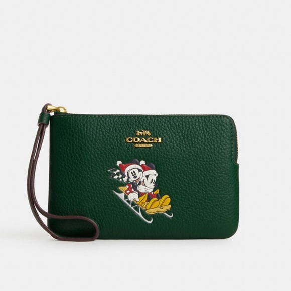 NWT Disney X Coach Corner Zip Wristlet Wallet Clutch With Sled Motif - Picture 1 of 5